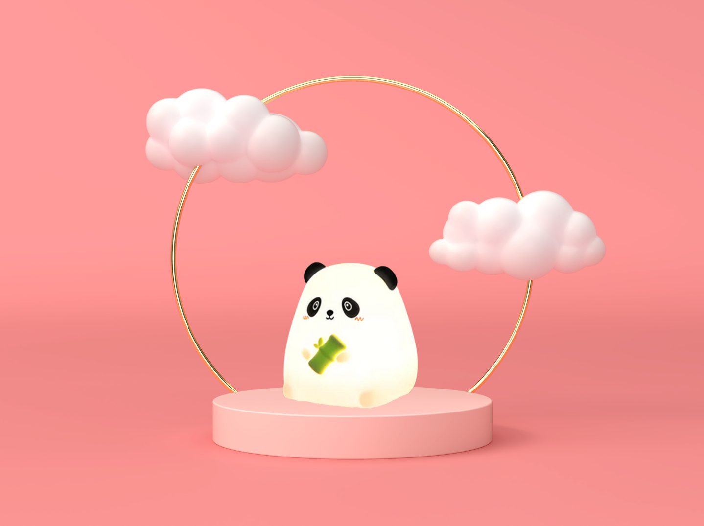 veilleuse panda qui prends la pause avec des petits nuages